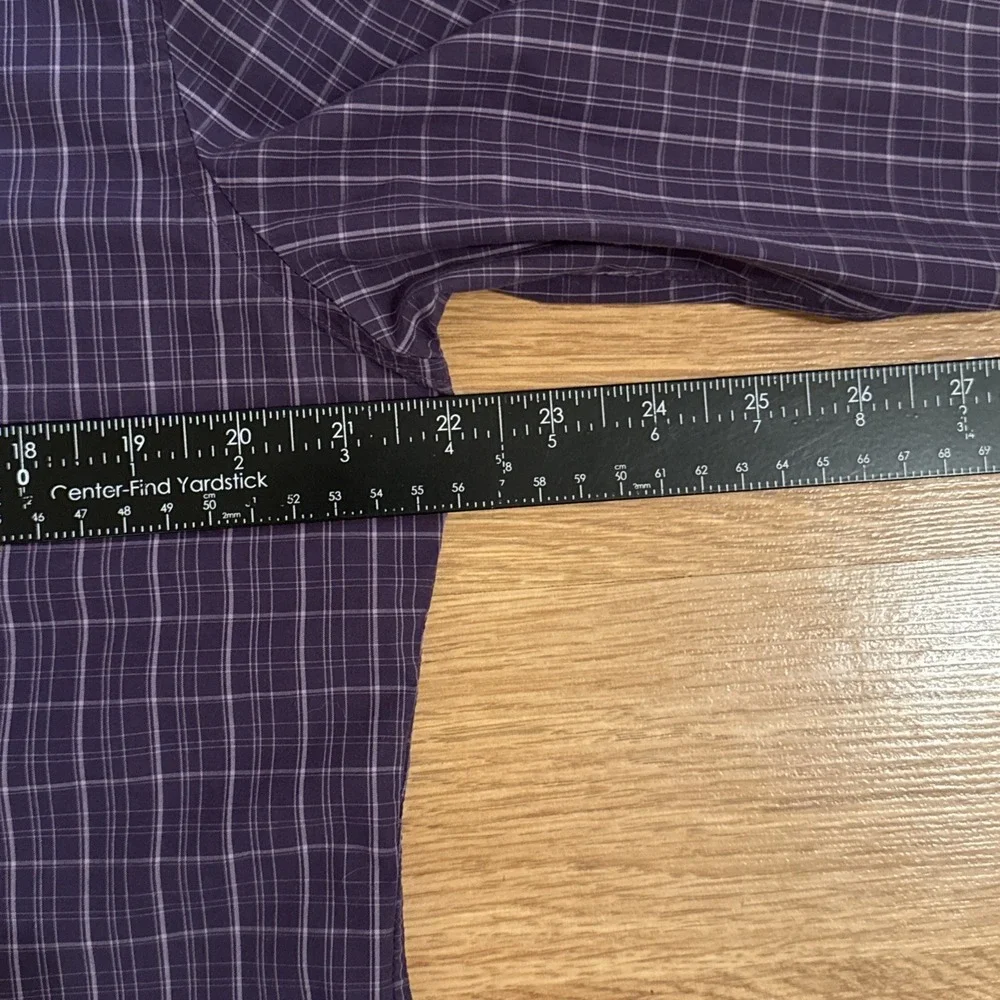 John Varvatos Shirt Mens LUXE Sz 16 Purple Plaid Long Sleeve Button Down Preppy